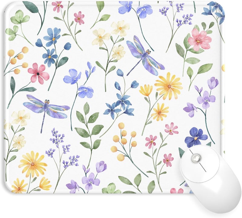 eulps Mouse Pad with Stitched Edge, Multiple Patterns Computer Mouse Pads with Non-Slip Rubber Base, Washable Cloth Mousepad, for Gaming, Laptop, PC (Dragonfly Meadow) - Image 1